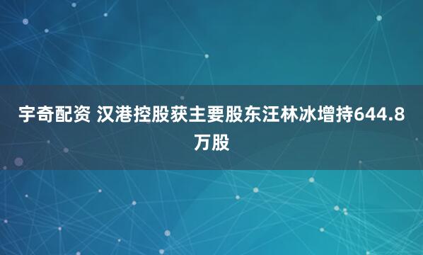 宇奇配资 汉港控股获主要股东汪林冰增持644.8万股